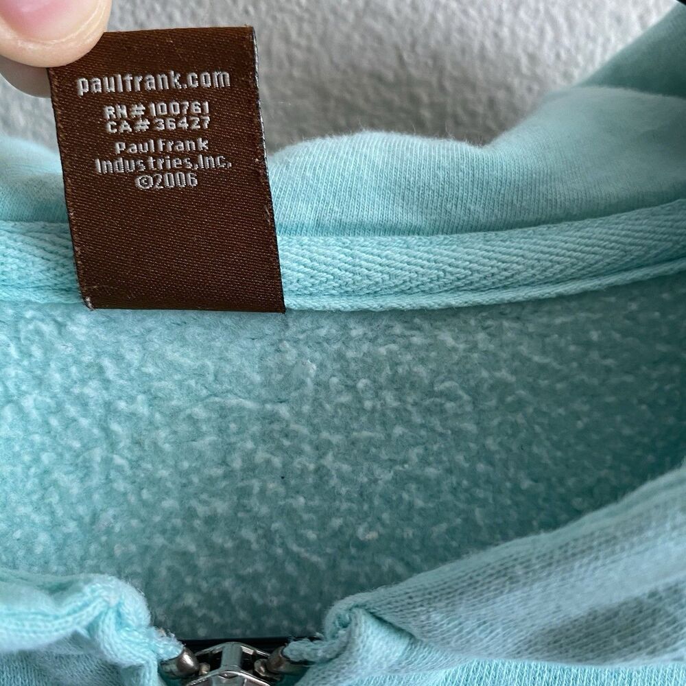 Vintage Y2K Paul Frank Blue Zip Jacket Hoodie Girl’s Size XL (fits Women Small) - Picture 4 of 10